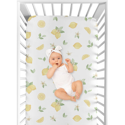 Lemon Floral Fitted Crib Sheet