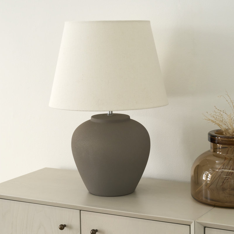 Leisha Ceramic Table Lamp, Beige, Brown