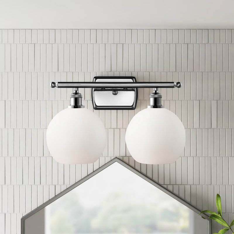 Baptista 2 - Light Dimmable Vanity Light, 60 Watt Vintage Incandescent Bulb, Polished Chrome, Cased Matte White