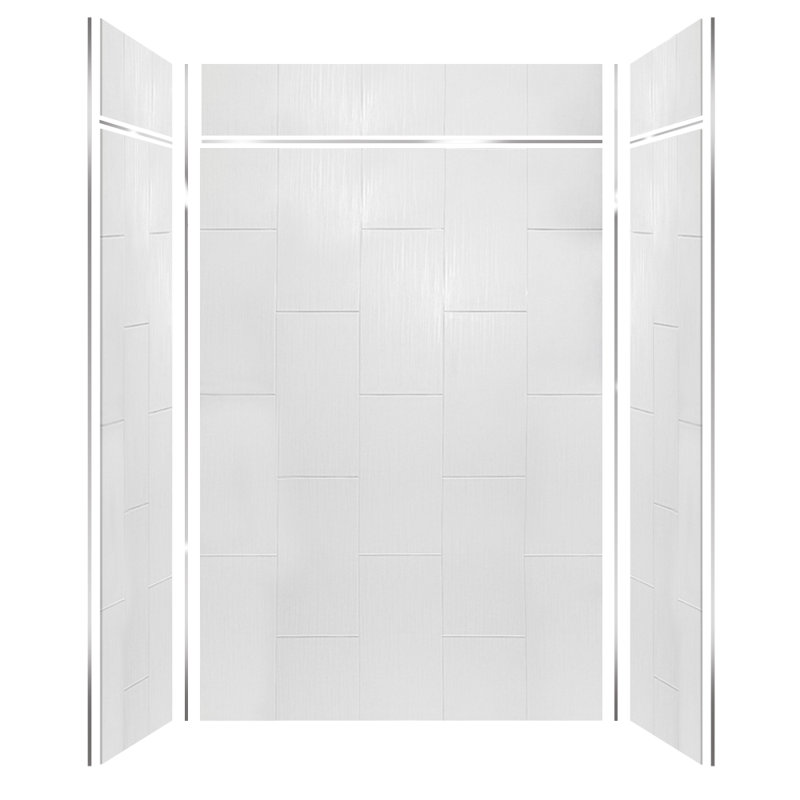 60'' W 36'' D 96'' H Glue Up Solid Surface Wall, White