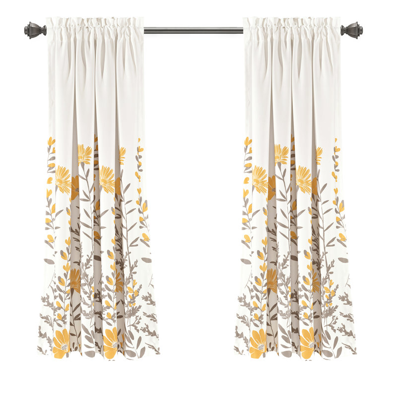 Paire de rideaux obscurcissant et isolant avec passe-tringle Aprile, Jaune / gris, L 52 po x L 63 po