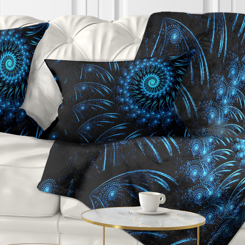 Coussin , Rectangulaire, Bleu, 12 po x 20 po
