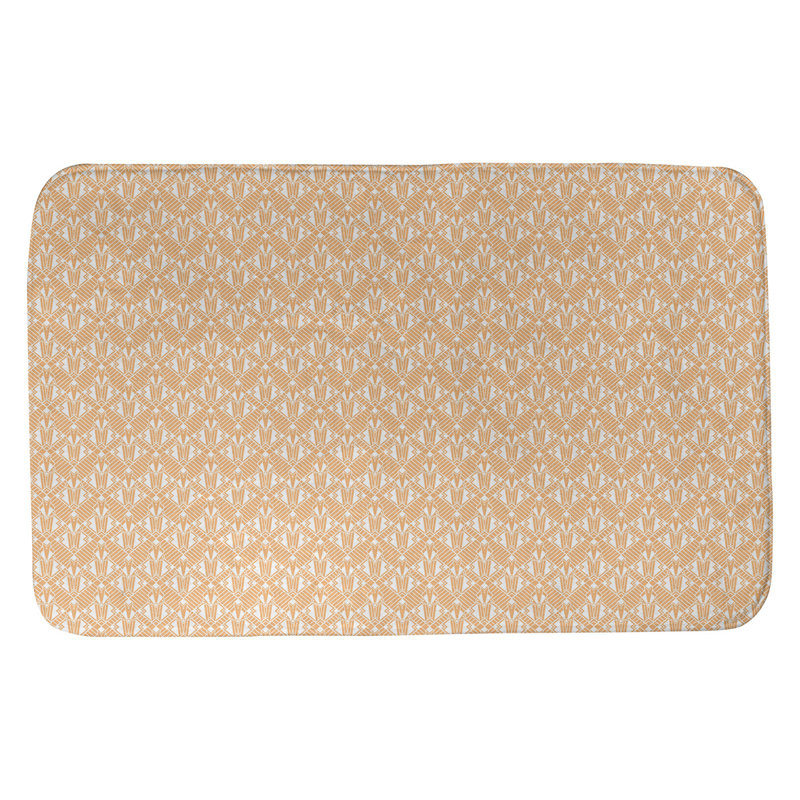 Tapis de salle de bain déco Leffel, l 21 po x L 34 po, Orange clair / blanc