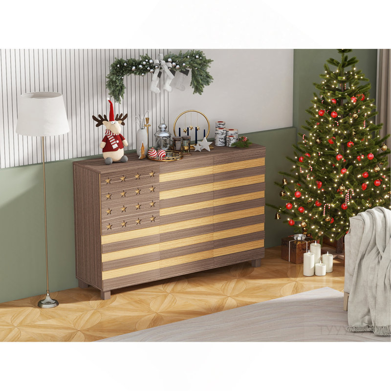 55"Buffet Sideboard Cabinet Storage: Versatile Kitchen Storage Cabinet With Hand Carved Craftsmanship Featuring 2 Drawers And 3 Doors, This Piece Doubles As A Coffee Bar Console With Adjustable Shelve