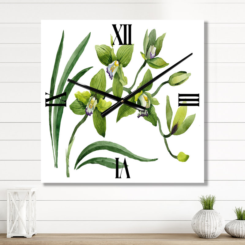 Orchidée verte - Horloge murale traditionnelle, Petit