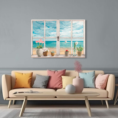 View To The Sea From A Window by Remy Dellal - Wrapped Canvas Print