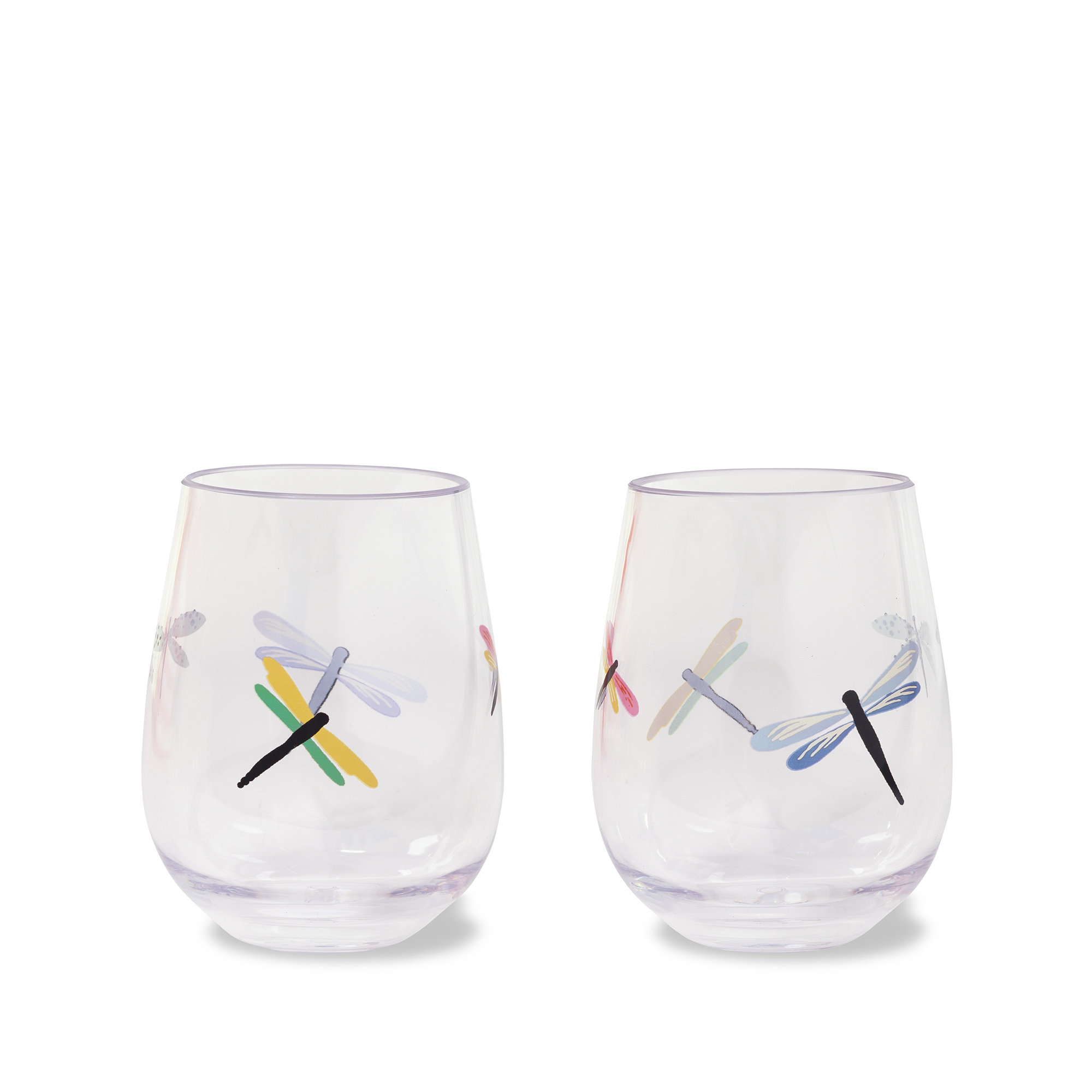 kate spade new york Acrylic Stemless Wine Glass Set, Dragonfly Flight