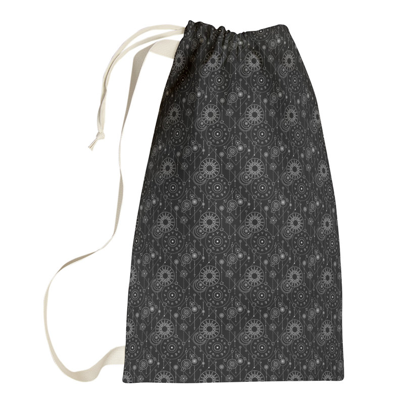 Leffel Fabric Laundry Bag with Handles, Large (76.5" H x 29.5" W x 1.5" D), Black/White