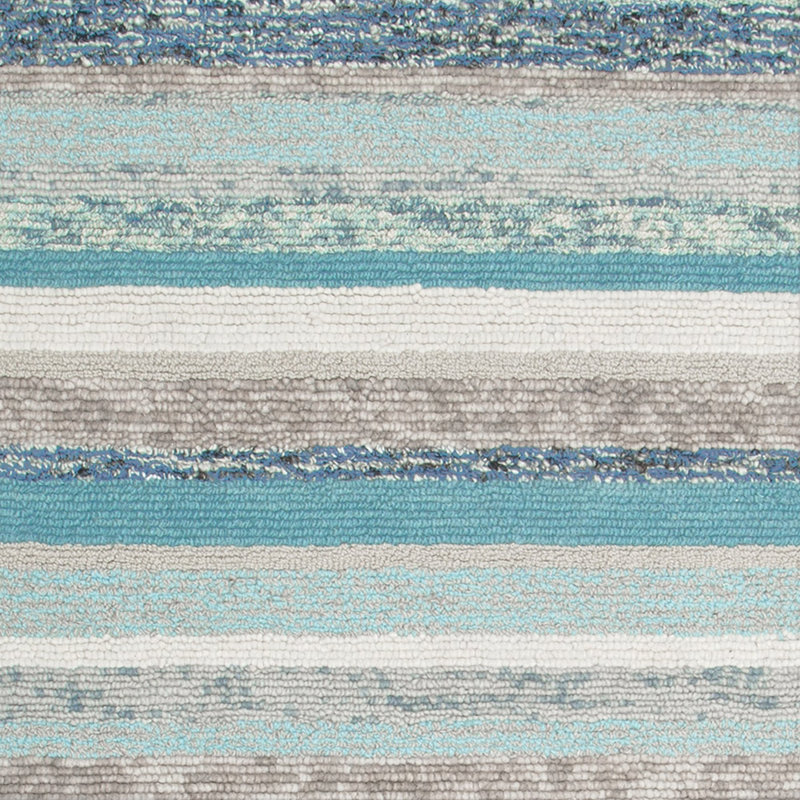 Fairfield Striped Handmade Tufted Blue/White/Brown Area Rug, Rectangle 5' x 8'