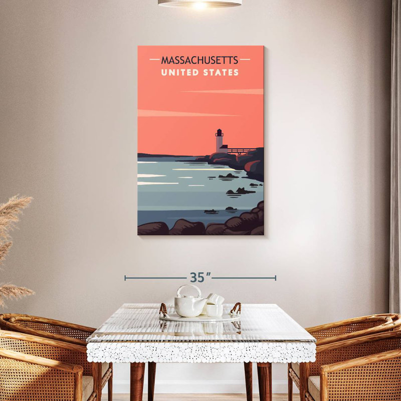 Affiche du phare d'Aletra au Massachusetts, H 24 po x l 16 po