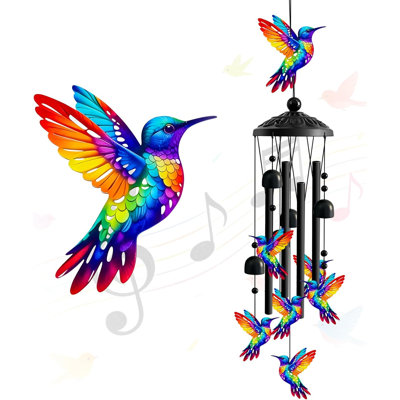 Carillons éoliens pour l'extérieur, carillons commémoratifs de ton profond pour patio, porche, balcon, décoration de jardin, carillons de colibri, pendaison de crémaillère, cadeaux d'anniversaire pour les femmes, grand-mère, fête des mères, fête des mères