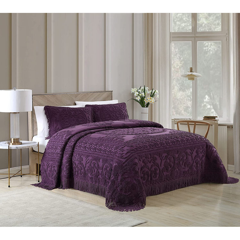 Bedspread, Queen Comforter + 2 Standard Shams, Eggplant