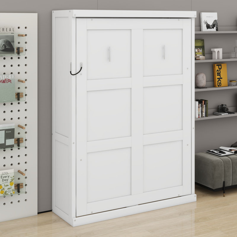 Lit escamotable escamotable dans une armoire Murphy, Twin, Blanc
