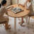 Burlywood&White Round Solid Wood Dining table