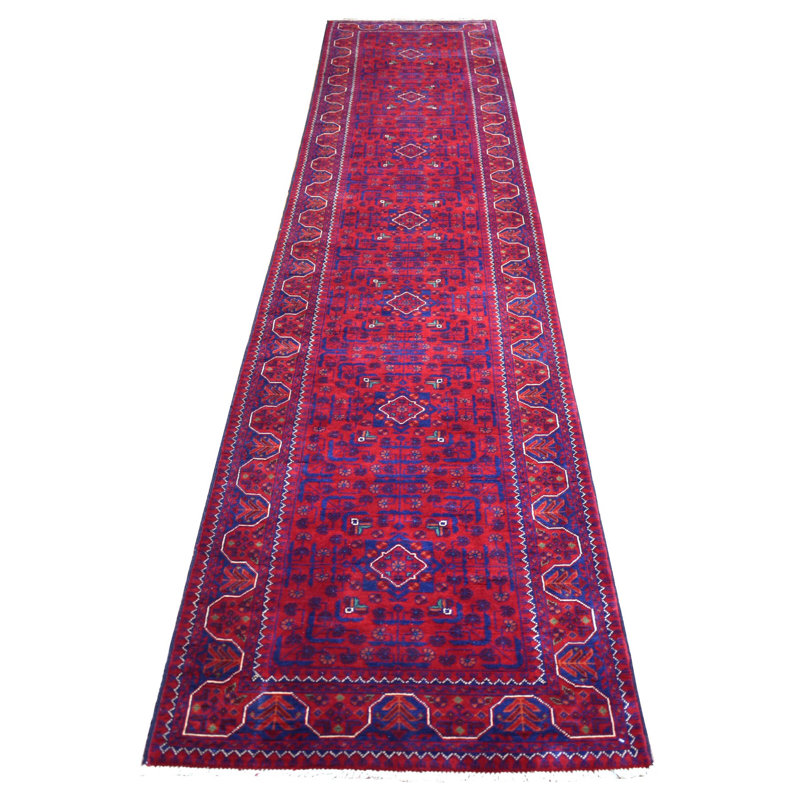Tatiyona One-of-a-Kind 2'8" X 12'9" New Age Runner Wool Area Rug in Red