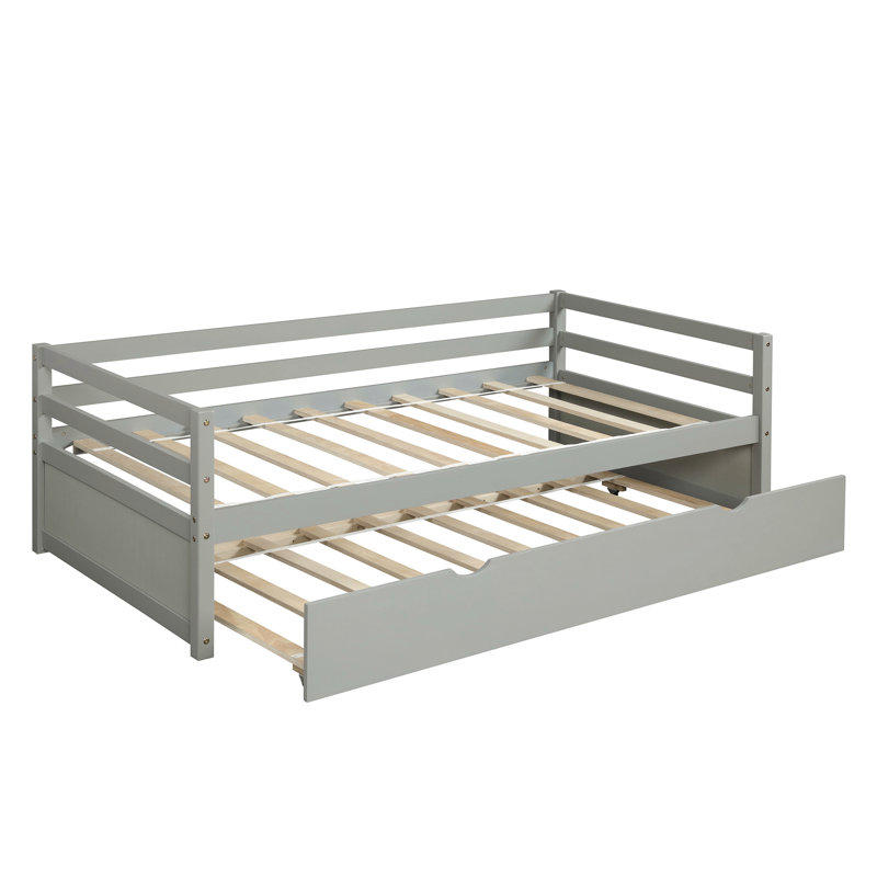 Lit de jour avec cadre gigogne, taille simple, Gris