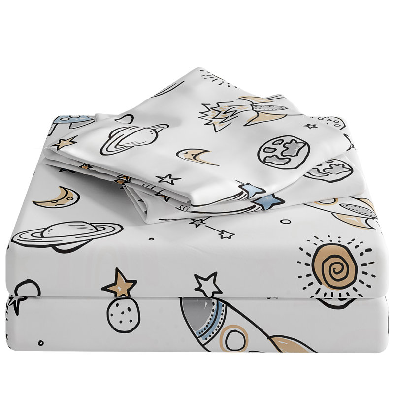 Kids Sheet Set, Soft Microfiber Bedding, Cozy & Breathable, Wrinkle Free Easy Care Bed Sheets, Space 1