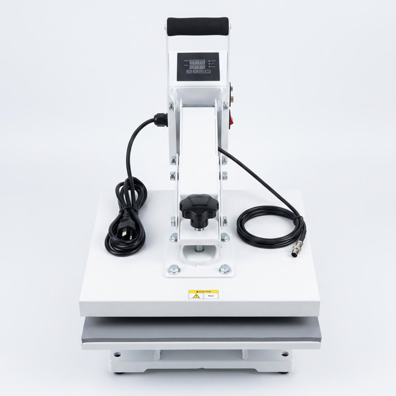 15 x 15 Inch Heat Press Machine, 110V Digital Clamshell Sublimation Transfer Press with LCD Control Panel for T‑Shirts, Bags & Fabric Crafts, Iron Construction, Black and White Color Options