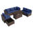 Caradog Wicker 6 - Person Patio Conversation Sets with Cushions, Coffee Table and 44" Fire Pit Table-890320153