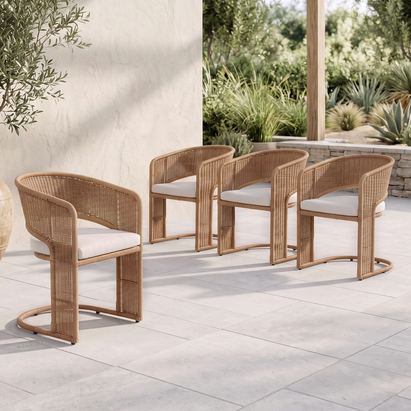 Outdoor Dining Armchair with Cushions
