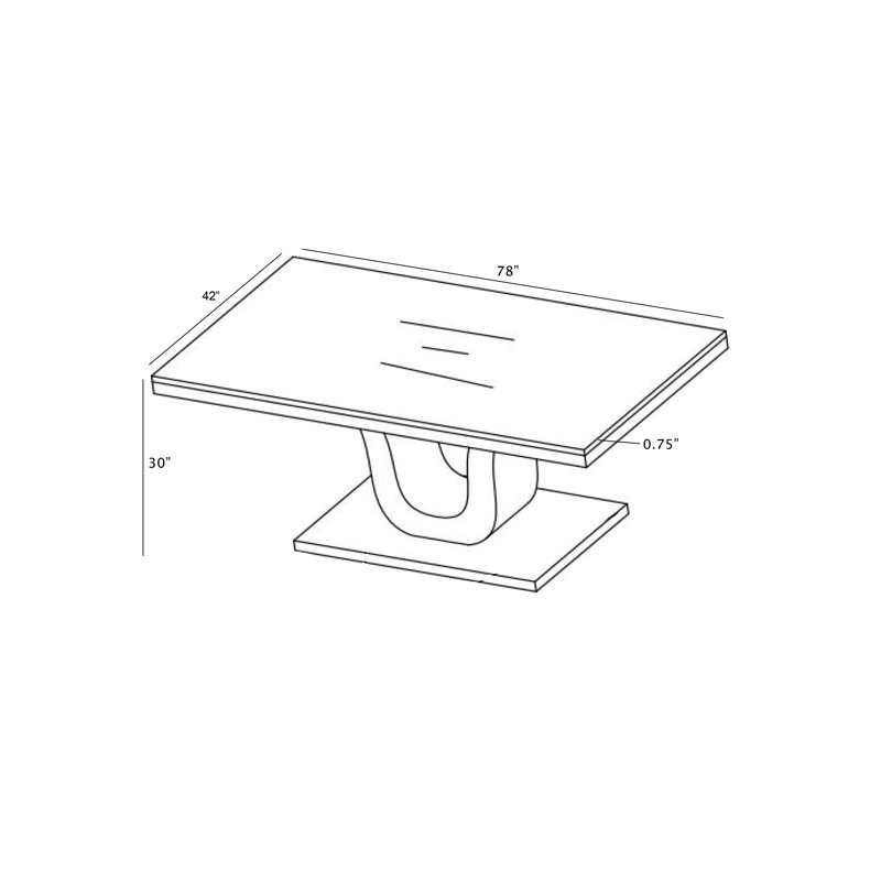 Dontai White Marble Dining Table with Stainless Steel Base, 42" W x 78" L