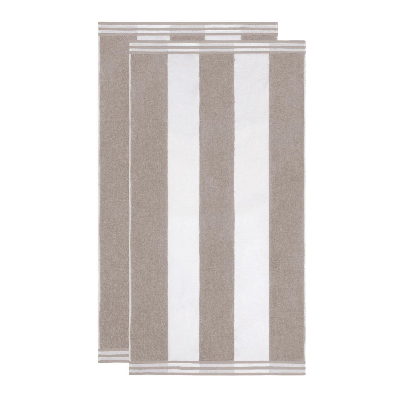 Calheta Cotton Oversized Cabana Stripe Beach Towels, Light Gray, 2