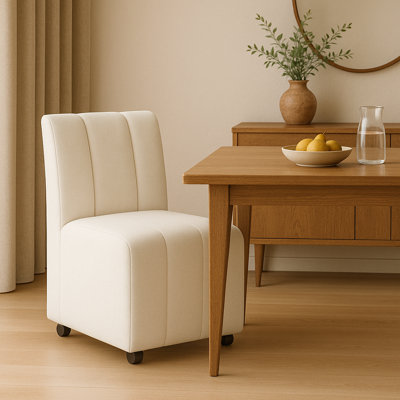 Bousquet Pet Friendly Upholstered Dining Chair With Casters Luxurious Chenille Fabric Easy To Move And Floor Friendly