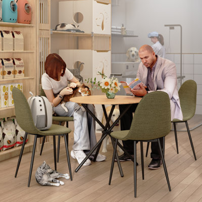 Ensemble de table de salle à manger 5 pièces Harjovan avec tables rondes et chaises rembourrées