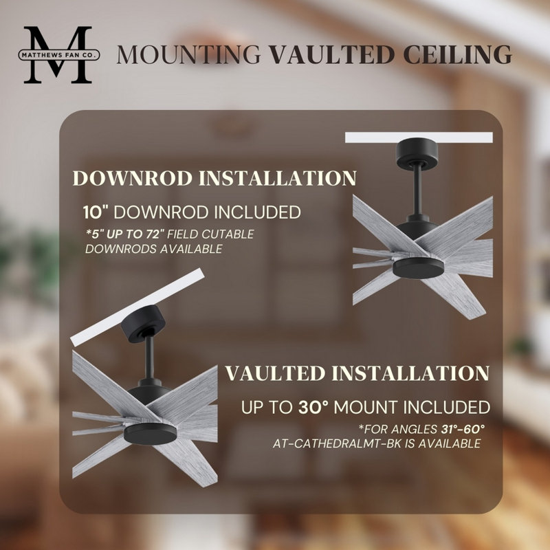 Ariella - Eight Blade Ceiling Fan - Brushed Brass Finish - Matte Black Blades, Barn Wood Tone, Matte Black