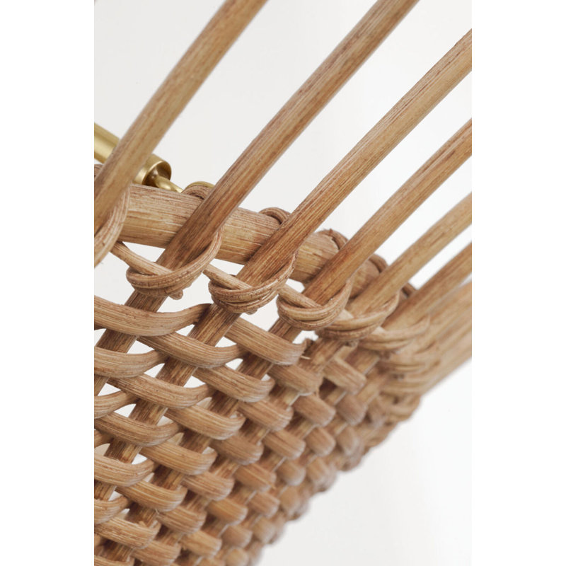 Elona Chandelier in Hand-Rubbed Antique Brass with Wicker, Natural Wicker, 15" H x 24" W x 24" D