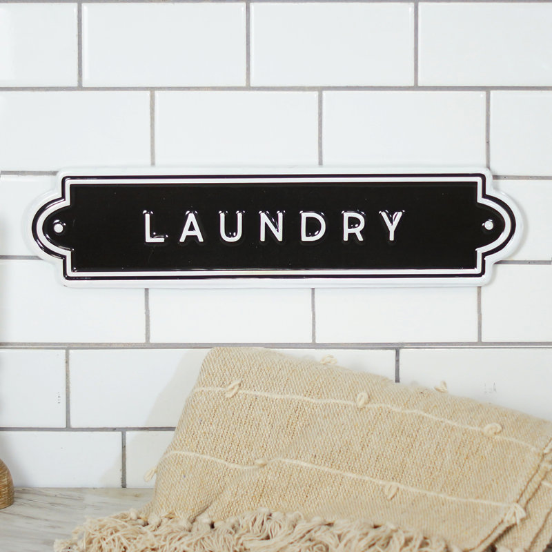 VIP Metal 18 in. Black Embossed Laundry Sign