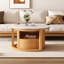 Table basse ronde avec plateau en marbre blanc, rangement à 2 niveaux et 1 tiroir