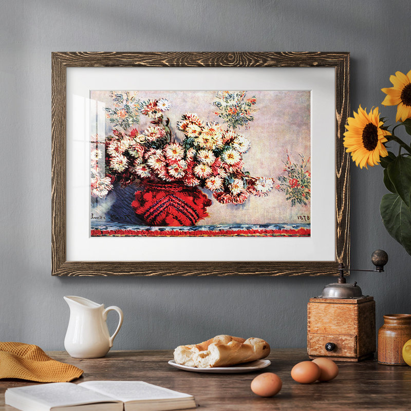 Still Life Chrysanthemums - Impression d'un seul cadre photo, Noyer, H 18 po x l 26 po x P 1,5 po