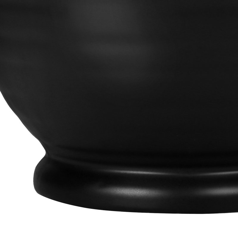 Lampe de table, base en céramique noire 17 po, abat-jour en lin ivoire