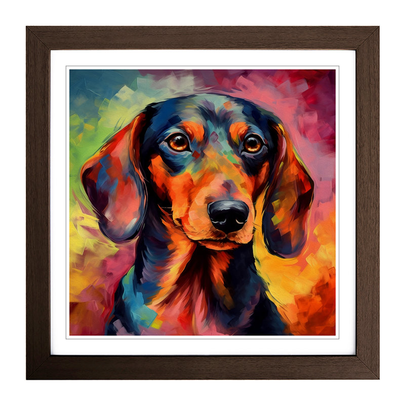 Dachsund Expressionism - Framed Print, Walnut