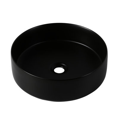 Matte Black Ceramic Wash Basin - Easy Installation, 19.7 In. Package Depth Bathroom Counter Sink Low Accumulation, 7.1 Height,