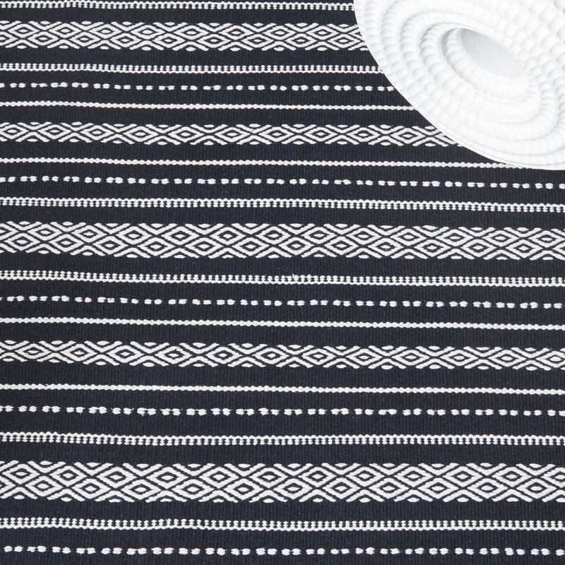 Spenser Flat Weave Cotton Striped Rug, Rectangle 3' x 5'