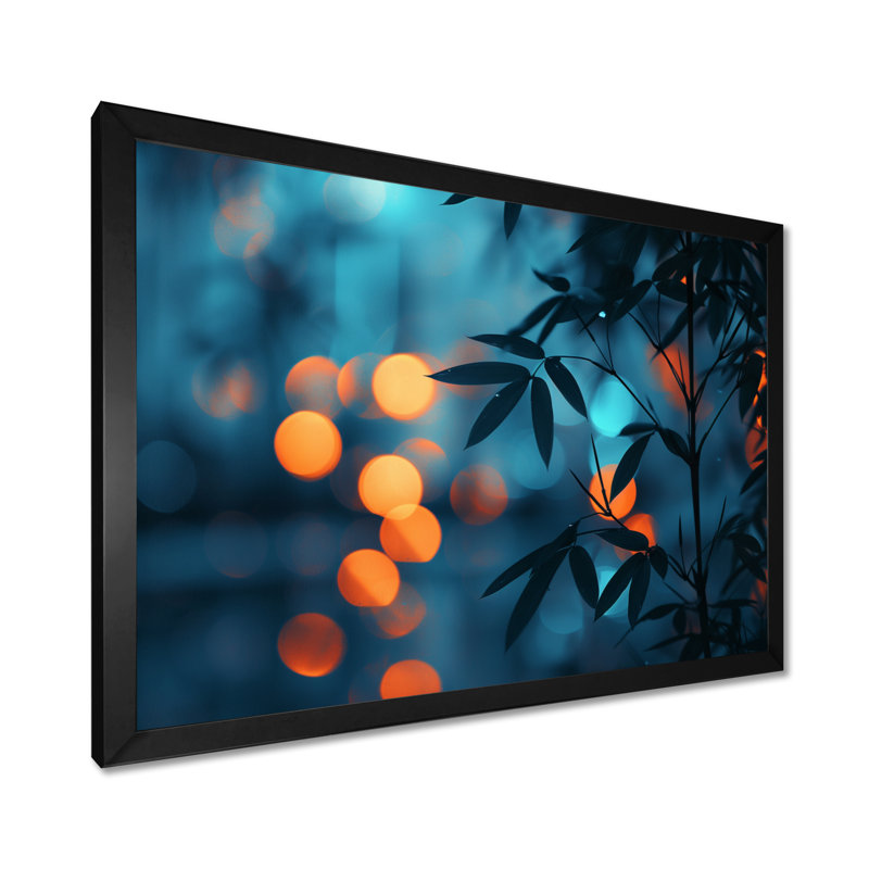 Décoration murale en bambou orange et bleu Nirvana, Black Picture Framed, H 12 po x l 20 po