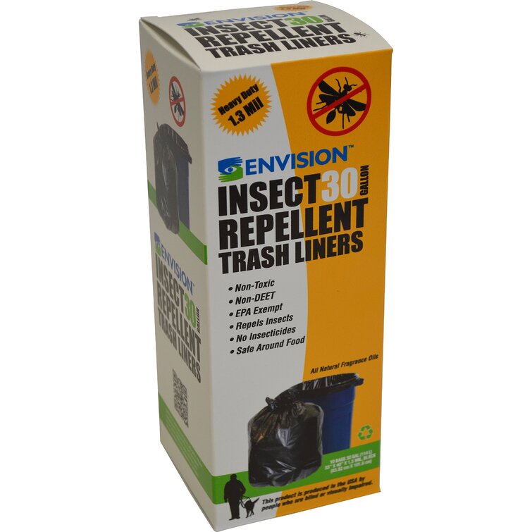 Stout Insect Repellent 30-Gal. Trash Liners, 10 Count, Black