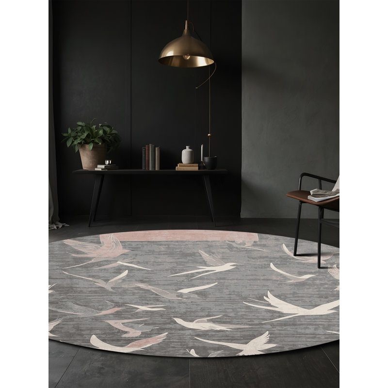 Silky Soft Plush Gray Area Rug, Round 8'