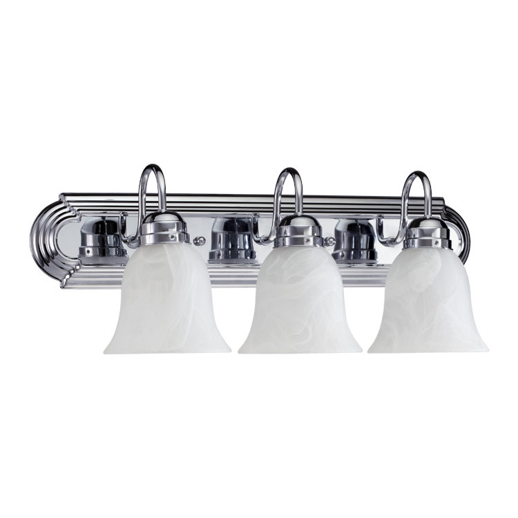 Wolfenbarger 3 - Light Vanity, Chrome, 100 Watt, White Faux Alabaster Glass