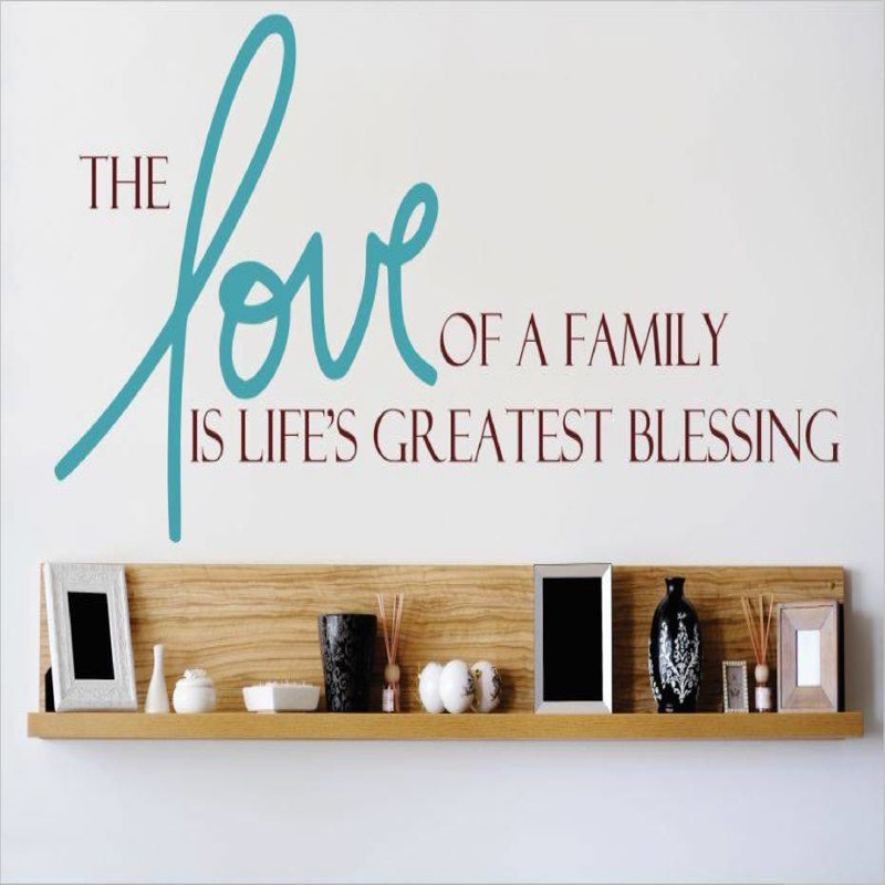 Décalcomanie murale « love of a family is life », H 10 po x l 20 po x P 0,16 po, Noir
