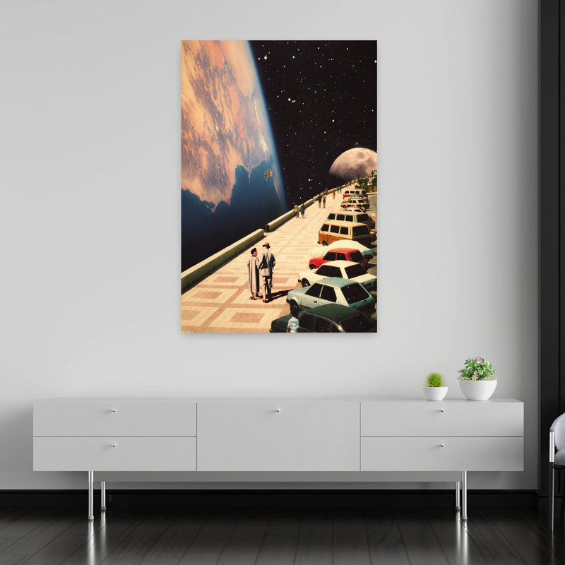 Space Promenade, art contemporain coloré, paysage moderne contemporain, 60" H x 40" W