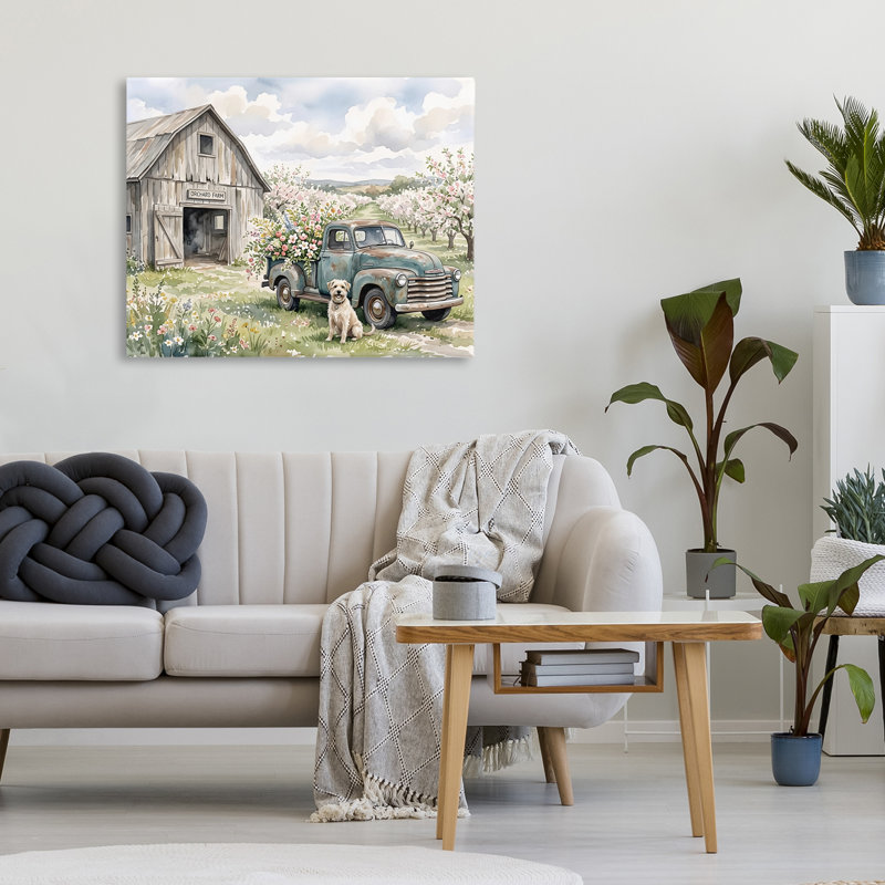 Ressort printanier et toile de camion, design par Tabz Jones, 24 x 30