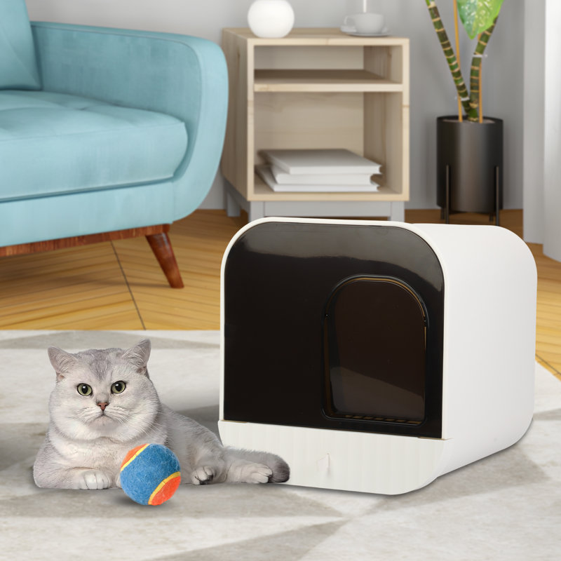 Enceinte de litière pour chat avec couvercle, bac à litière couvert pour chats d'intérieur avec plateau, pelle, filtre