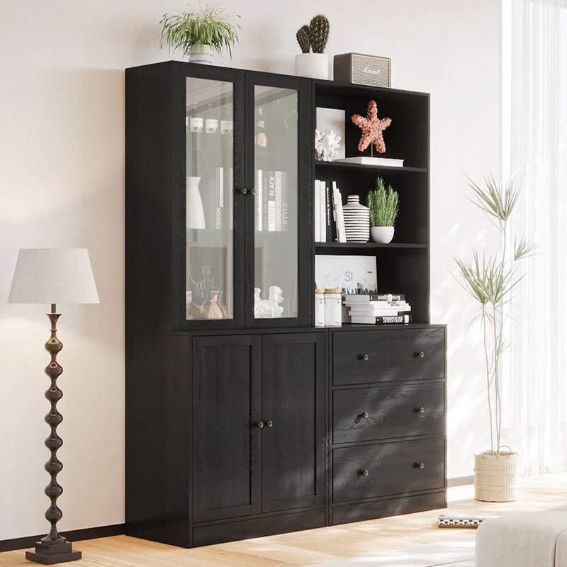 Resie Book Cabinet Storage Bookcase, Black