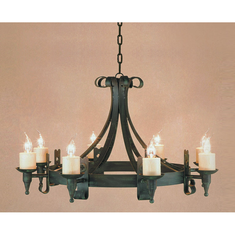 Grandfield 8 - Light Waggon Wheel Chandelier