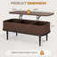 Table basse à plateau relevable de 39 po avec rangement de style moderne pour la chambre à coucher et le salon-1645577605