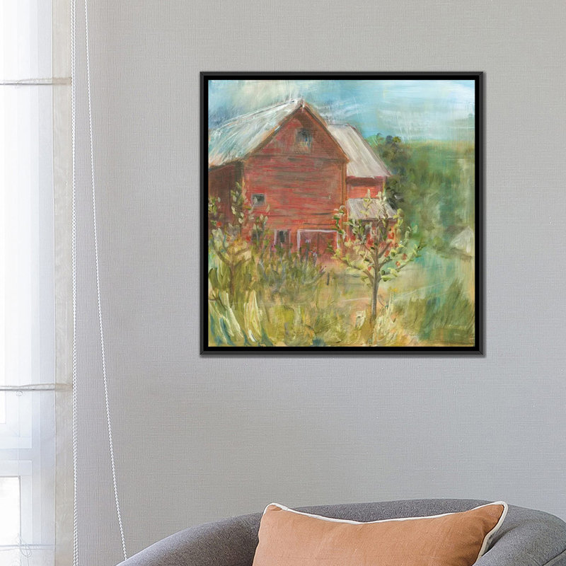 «Barn Orchard», reproduction sur toile, H 18 po x l 18 po x P 1,5 po, Toile avec cadre noir, Pas de tapis