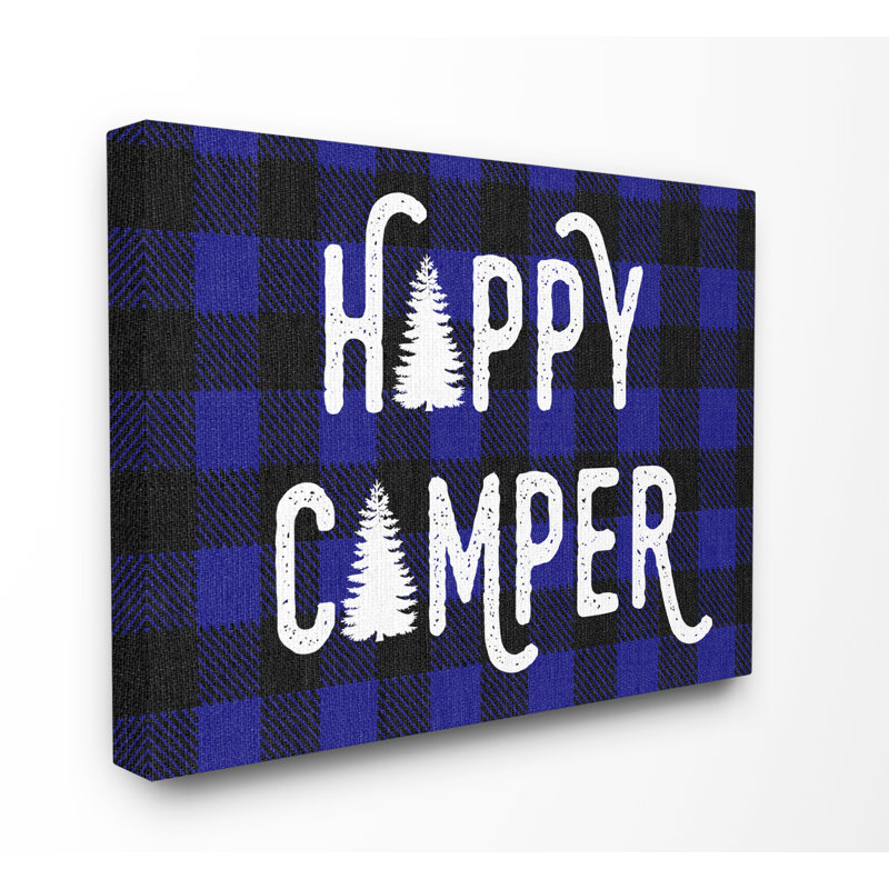 "Happy camper Blue Black Buffalo", reproduction d’art sur toile, Toile tendue, H 24 po x l 30 po